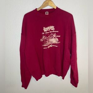 Fruit of the Loom Lehman's Old Time Hardware Graphic Crewneck Sweatshirt Red XXL